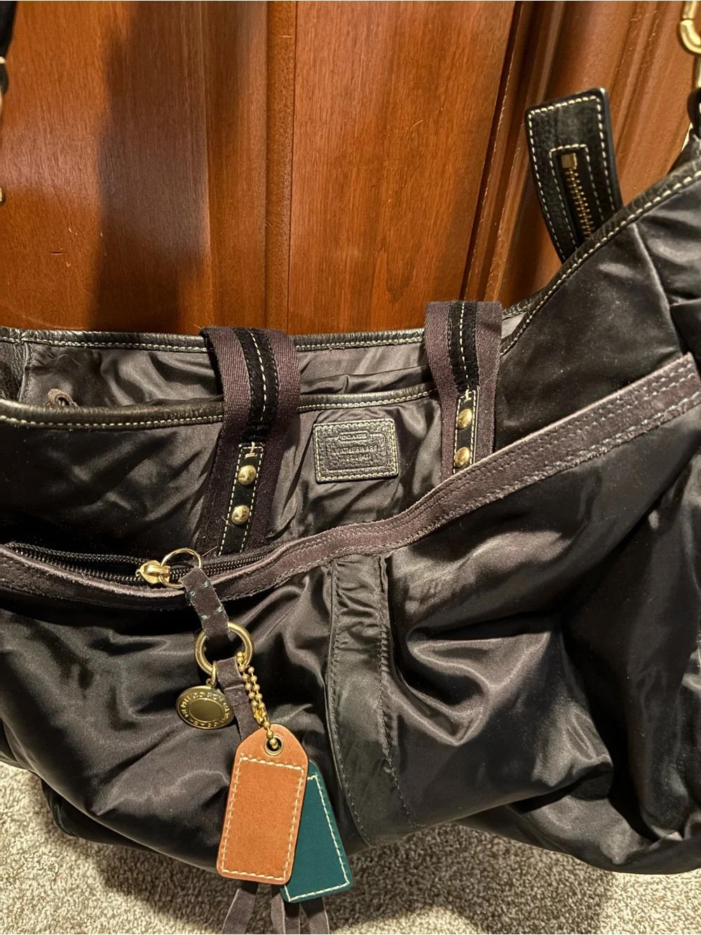 Coach Black Nylon Tote with Gold-Tone Hardware